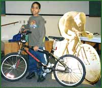 Luis Velez with his new bicycle.